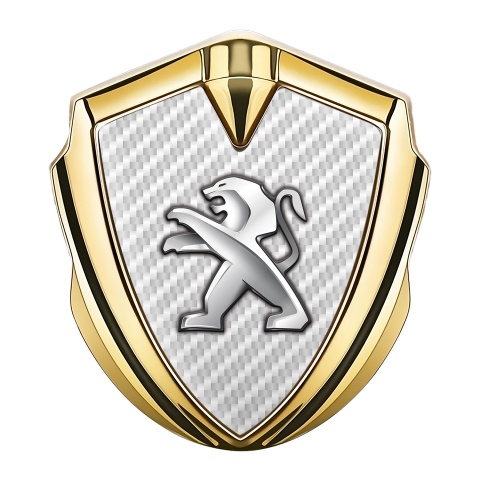 Peugeot 3D Car Metal Emblem Gold White Carbon Edition