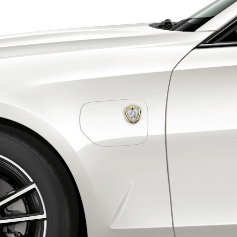 Peugeot 3D Car Metal Emblem Gold White Carbon Edition