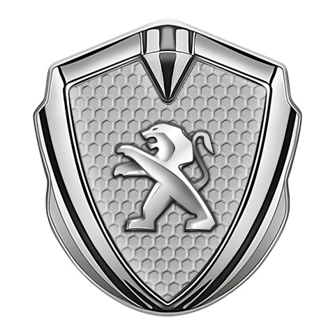 Peugeot 3D Car Metal Emblem Graphite Grey Hex Classic Logo Design