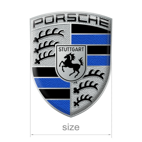 Porsche 3D Gel Emblem Silver Navy Modern Design