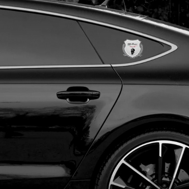 Alfa Romeo Racing Trunk Emblem Badge Silver White Carbon Black Logo
