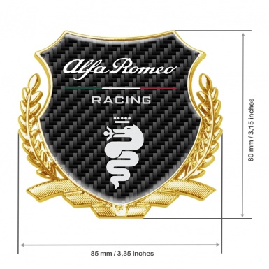 Alfa Romeo Racing Metal Badge Self Adhesive Gold Black Carbon Edition