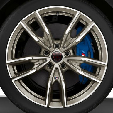 BMW Wheel Center Cap Domed Stickers Black Red