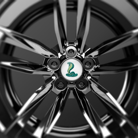 Animals Silicone Stickers Center Hub Green Cobra On A White Background