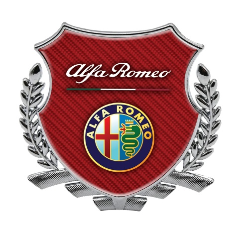 Alfa Romeo Metal Emblem Self Adhesive Silver Red Carbon Color Logo Design