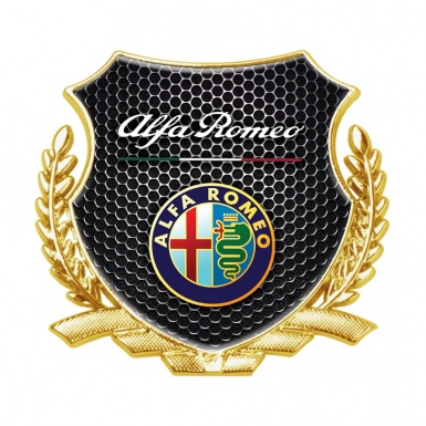 Alfa Romeo 3D Car Metal Emblem Gold Dark Honeycomb Color Logo Design