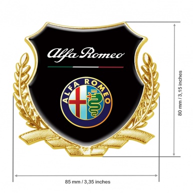 Alfa Romeo Bodyside Badge Self Adhesive Gold Black Base Color Logo