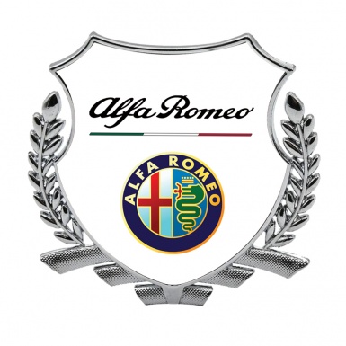 Alfa Romeo Tuning Emblem Self Adhesive Silver White Base Color Edition