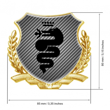 Alfa Romeo Metal Emblem Self Adhesive Gold Light Carbon Serpent Logo