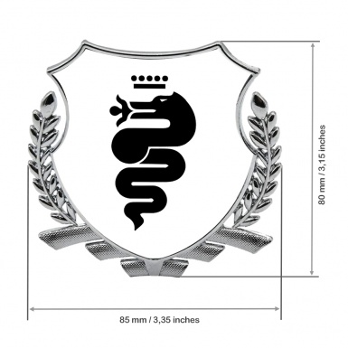 Alfa Romeo Bodyside Badge Self Adhesive Silver White Base Serpent Logo