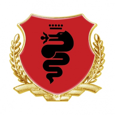 Alfa Romeo Tuning Emblem Self Adhesive Gold Red Base Black Serpent