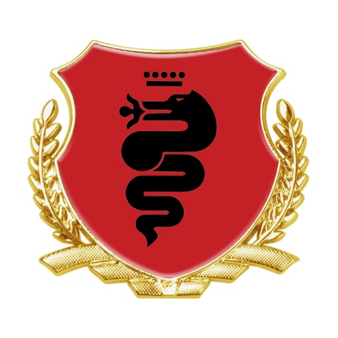 Alfa Romeo Tuning Emblem Self Adhesive Gold Red Base Black Serpent