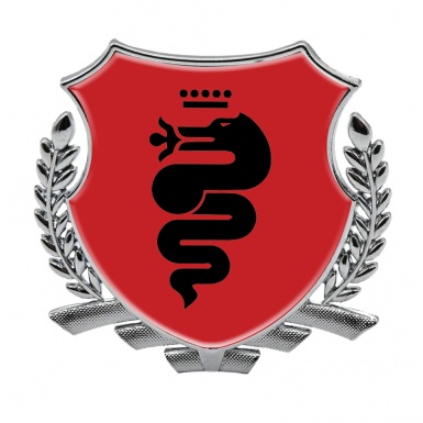 Alfa Romeo Tuning Emblem Self Adhesive Silver Red Base Black Serpent