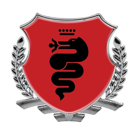 Alfa Romeo Tuning Emblem Self Adhesive Silver Red Base Black Serpent