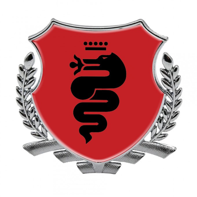 Alfa Romeo Tuning Emblem Self Adhesive Silver Red Base Black Serpent