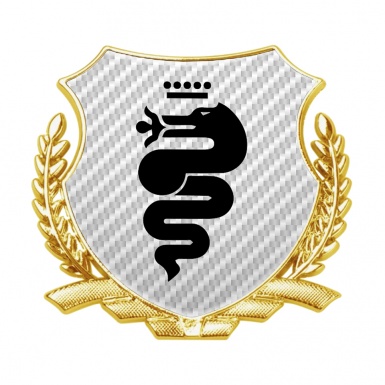 Alfa Romeo 3D Car Metal Emblem Gold Light Carbon Base Black Serpent