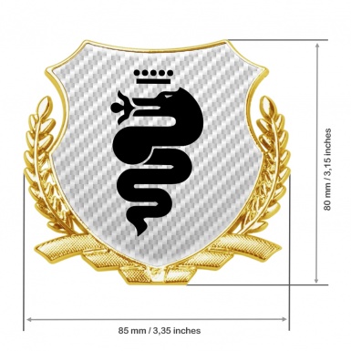Alfa Romeo 3D Car Metal Emblem Gold Light Carbon Base Black Serpent