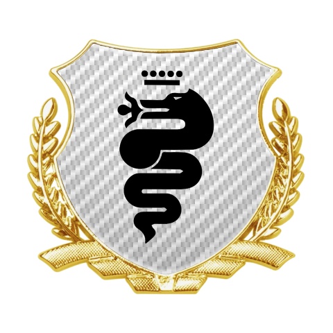 Alfa Romeo 3D Car Metal Emblem Gold Light Carbon Base Black Serpent