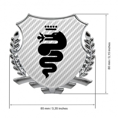 Alfa Romeo 3D Car Metal Emblem Silver Light Carbon Base Black Serpent