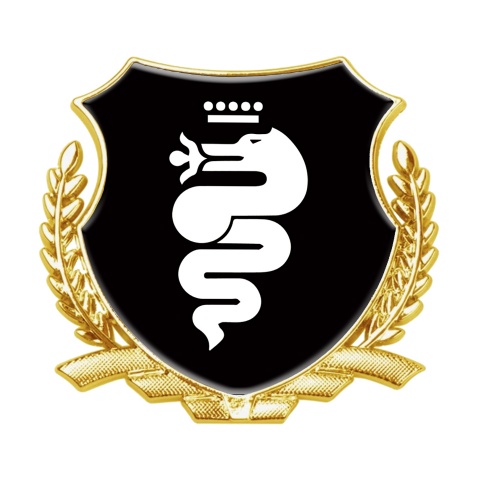 Alfa Romeo Metal Emblem Self Adhesive Gold Black Base White Serpent