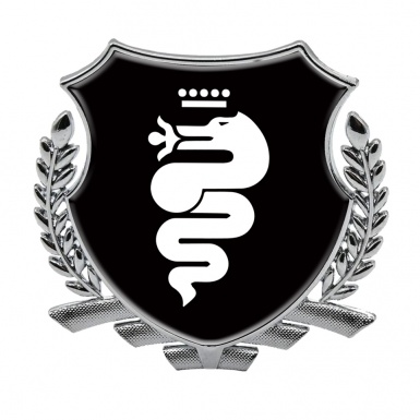 Alfa Romeo Metal Emblem Self Adhesive Silver Black Base White Serpent