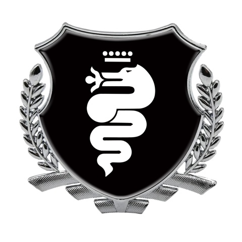 Alfa Romeo Metal Emblem Self Adhesive Silver Black Base White Serpent