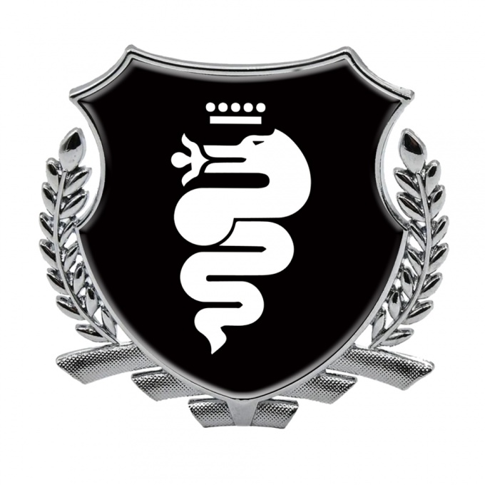 Alfa Romeo Metal Emblem Self Adhesive Silver Black Base White Serpent