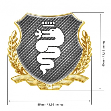 Alfa Romeo Self Adhesive Bodyside Emblem Gold Carbon Base White Serpent