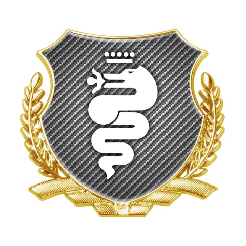 Alfa Romeo Self Adhesive Bodyside Emblem Gold Carbon Base White Serpent