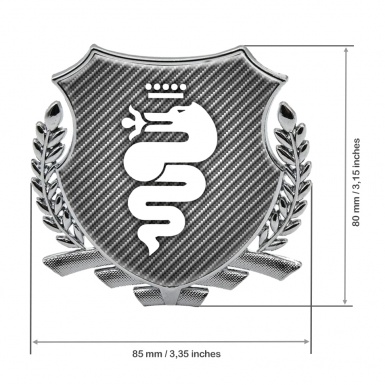 Alfa Romeo Self Adhesive Bodyside Emblem Silver Carbon Base White Serpent