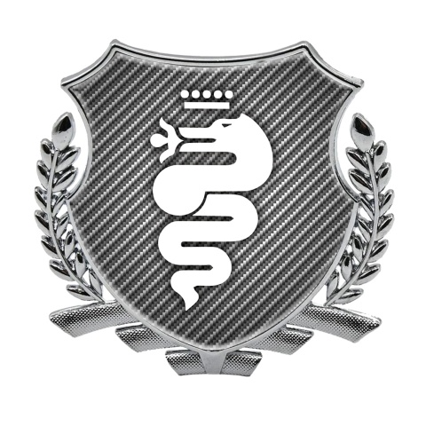 Alfa Romeo Self Adhesive Bodyside Emblem Silver Carbon Base White Serpent