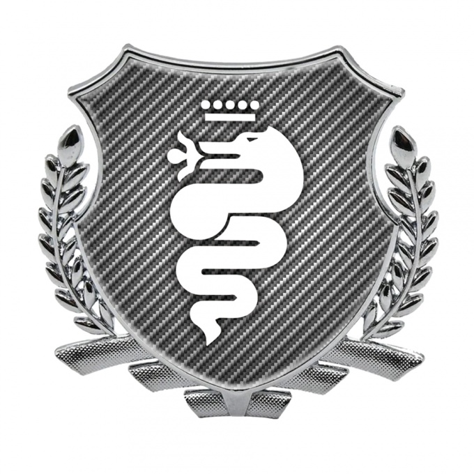 Alfa Romeo Self Adhesive Bodyside Emblem Silver Carbon Base White Serpent