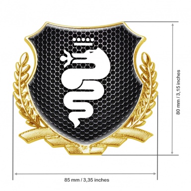 Alfa Romeo Metal Emblem Self Adhesive Gold Dark Honeycomb Serpent Logo