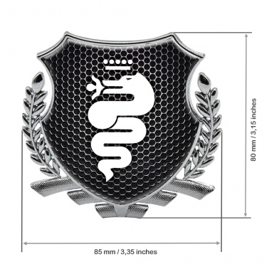 Alfa Romeo Metal Emblem Self Adhesive Silver Dark Honeycomb Serpent Logo