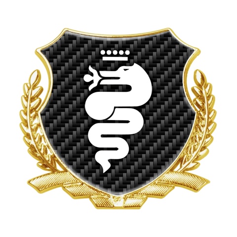 Alfa Romeo 3D Car Metal Emblem Gold Dark Carbon White Serpent Logo