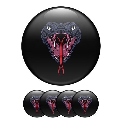 Animals Domed Stickers Wheel Center Cap Badge Brutal Snake With An Open Mouth