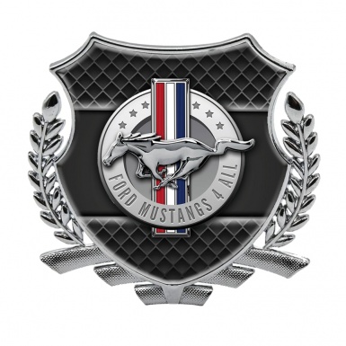 Ford Mustang Metal Emblem Self Adhesive Silver Dark Fence Effect Design