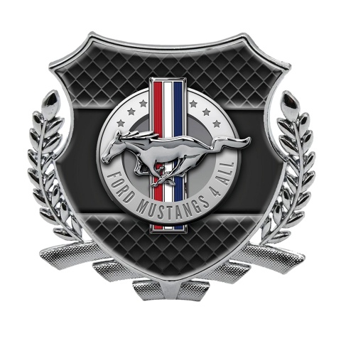 Ford Mustang Metal Emblem Self Adhesive Silver Dark Fence Effect Design