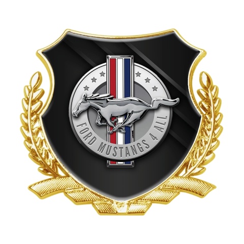 Ford Mustang Fender Emblem Badge Gold Dark Blades Chrome Logo Design