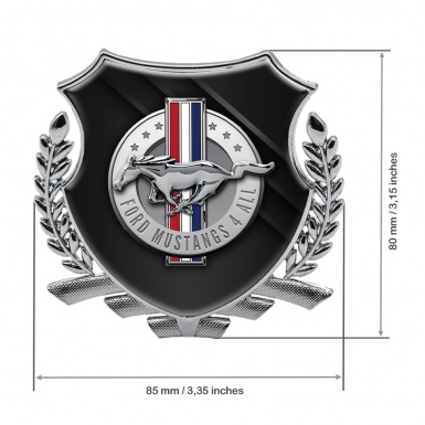 Ford Mustang Fender Emblem Badge Silver Dark Blades Chrome Logo Design