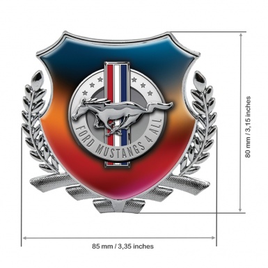Ford Mustang Metal Emblem Self Adhesive Silver Colorful Gradient Design