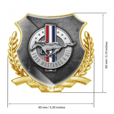 Ford Mustang Bodyside Badge Self Adhesive Gold Dark Metal Plates Effect
