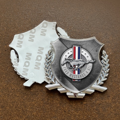 Ford Mustang Bodyside Badge Self Adhesive Silver Dark Metal Plates Effect