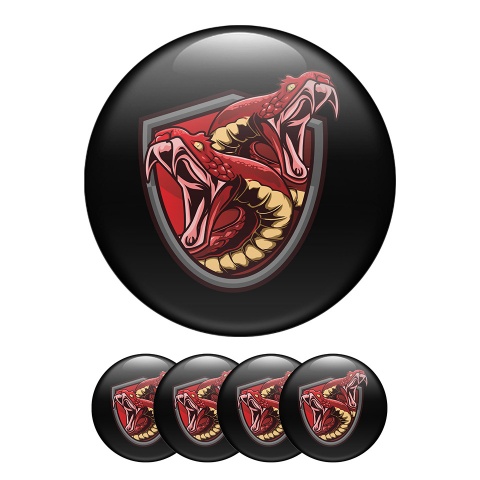 Animals Silicone Stickers Center Hub Two-Headed Raging Snake On A Black Background