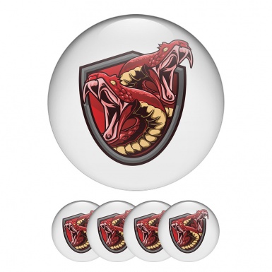 Animals Wheel Center Cap Domed Stickers Two-Headed Raging Snake On A White Background 