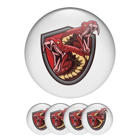 Animals Wheel Center Cap Domed Stickers Two-Headed Raging Snake On A White Background 