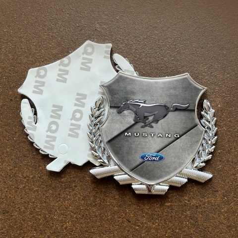 Ford Mustang Bodyside Badge Self Adhesive Silver Stone Slabs Classic Logo