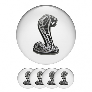 Ford Mustang Shelby Domed Stickers Wheel Center Cap Logo Snake Print 