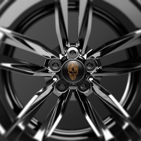 Skull  Silicone Stickers Center Hub In Old Gold Colors 