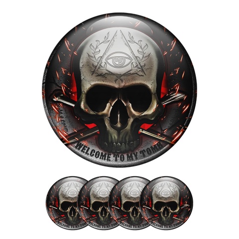 Skull Sticker Wheel Center Hub Cap Welcome To My Tomb 